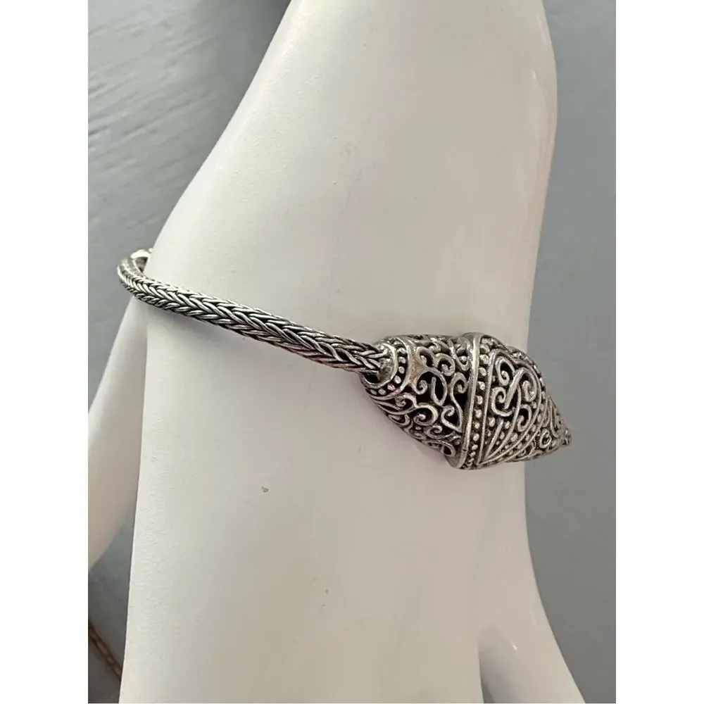 925 Sterling Silver Bali Style Toggle Bracelet NEW